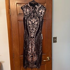 VENUS Black Dress with Rose Gold Sequins